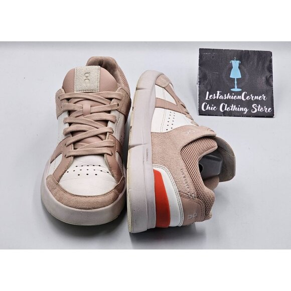 On Women's Mauve White Suede Leather On The Roger Clubhouse Sneakers Sz 7.5 2959 - Picture 11 of 16